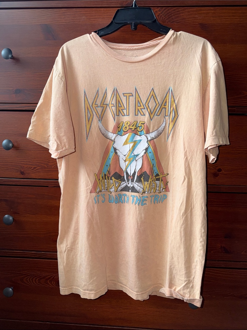 Desert Road Bull Skull Wild West Graphic Tee in Light Peach